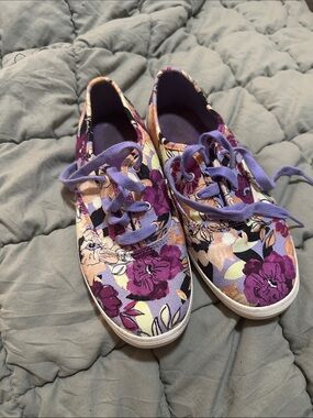 Keds Floral Canvas Sneakers in Purple and Pink